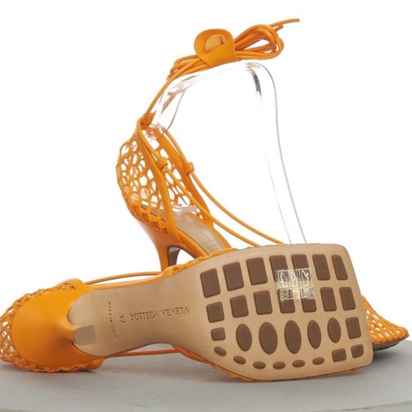 Bottega Veneta Stretch Orange Caged Mesh Heels Sandals Pumps 38-worn once - Picture 2 of 7